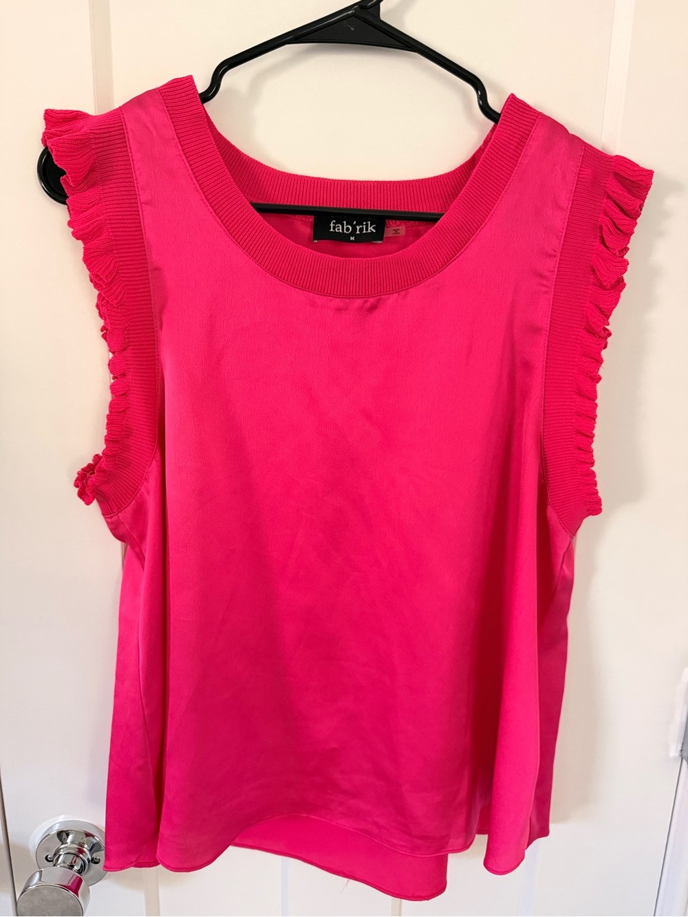fab'rik Bright Hot Pink Ruffle Sleeve Tank